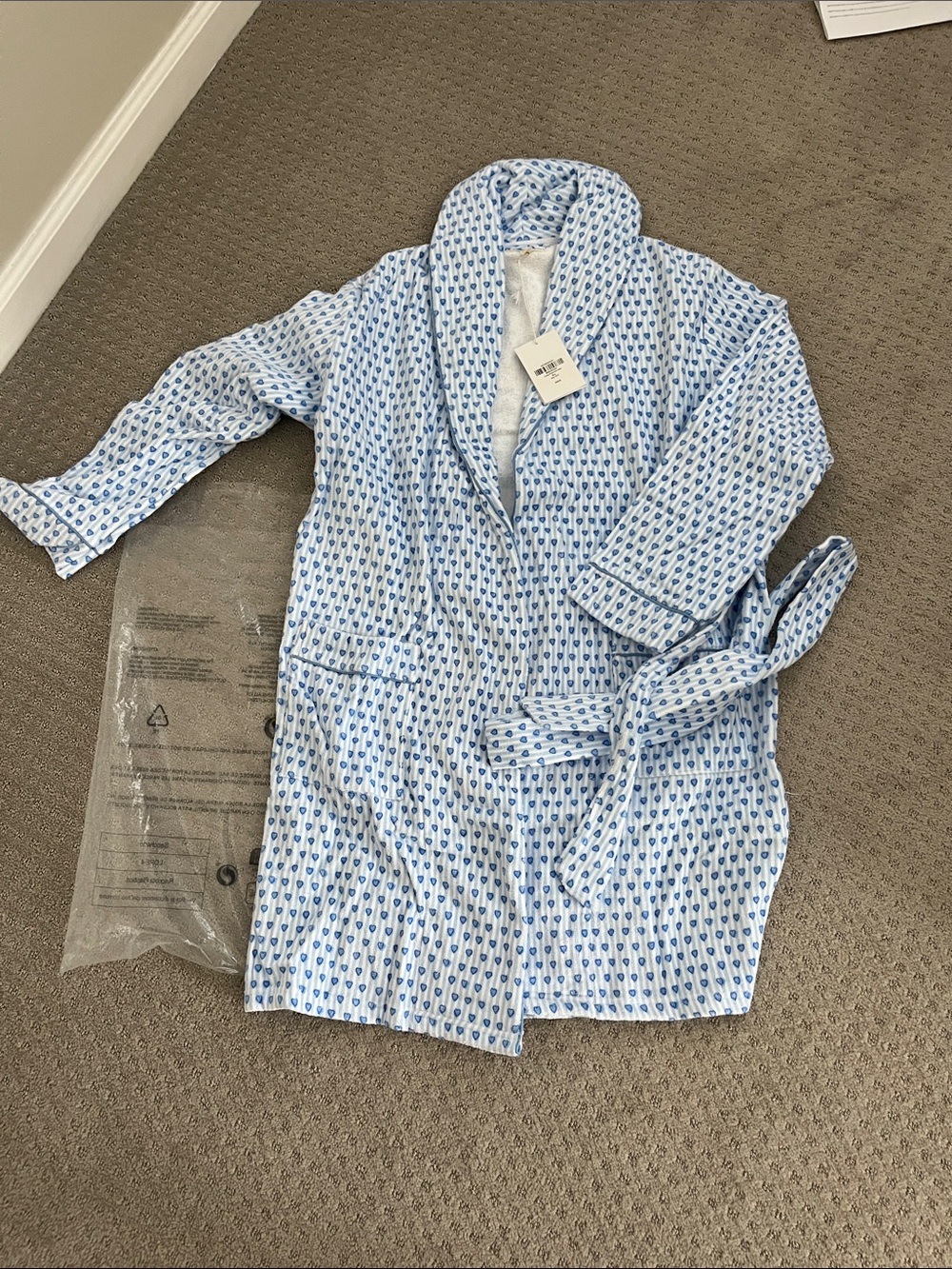 Roller Rabbit Light Blue Heart-Print Robe